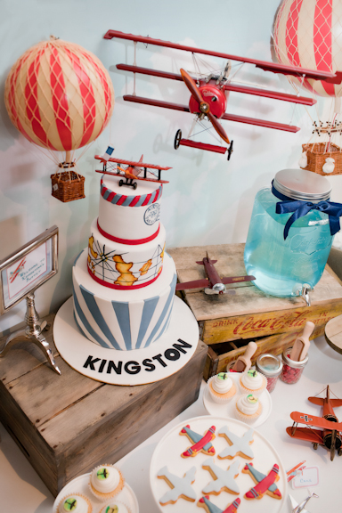 Vintage Hot Air Balloon and Airplane