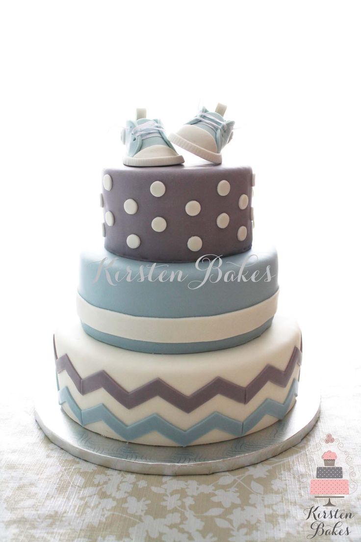 White and Blue Baby Shower Cakes for Boys