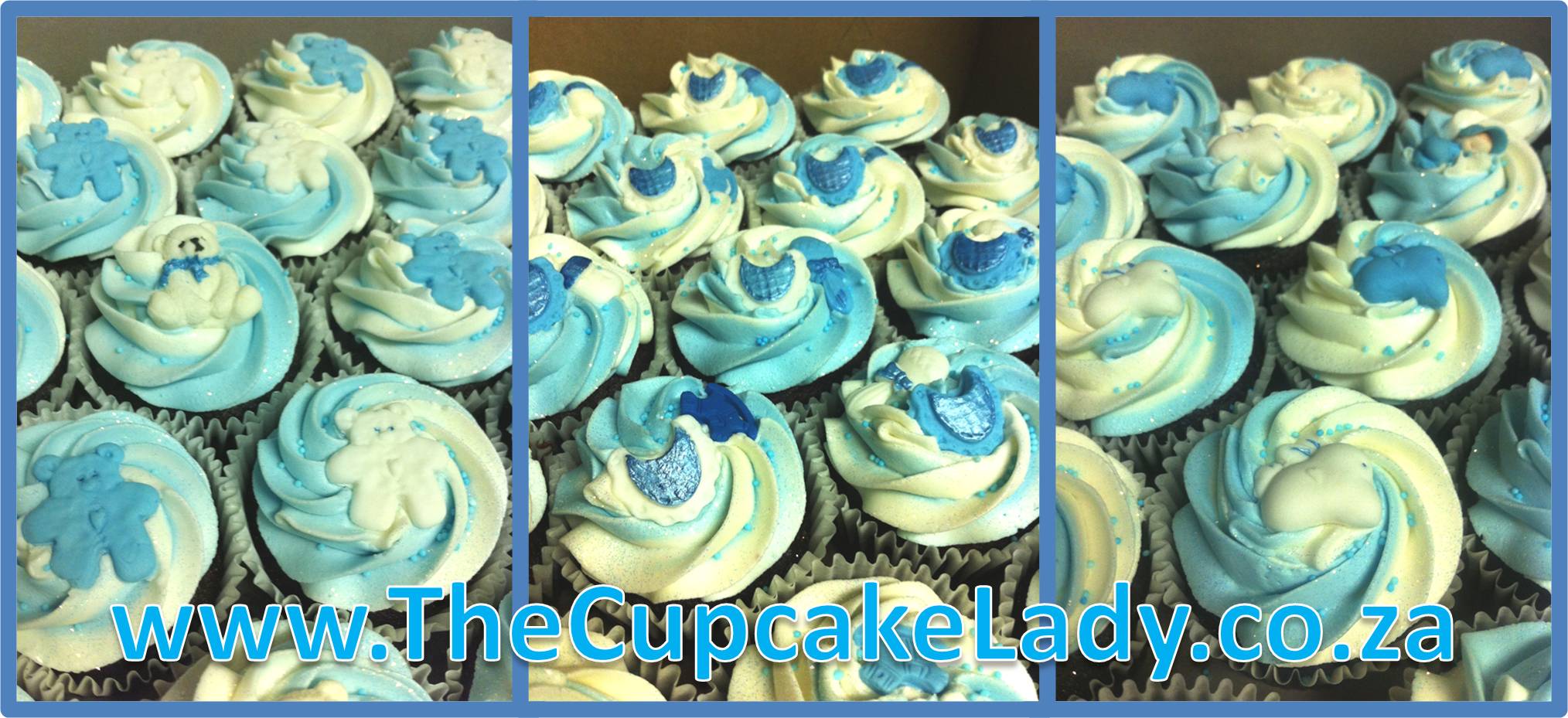 White and Blue Baby Shower Cupcakes