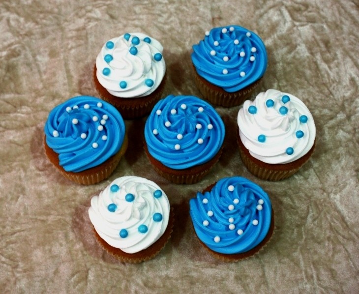 White and Blue Cupcakes
