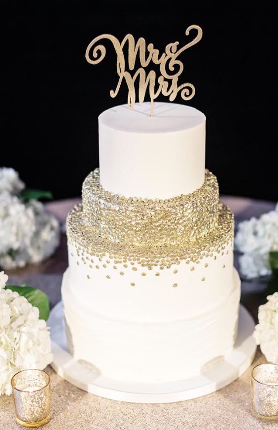 White Decorated Wedding Cake