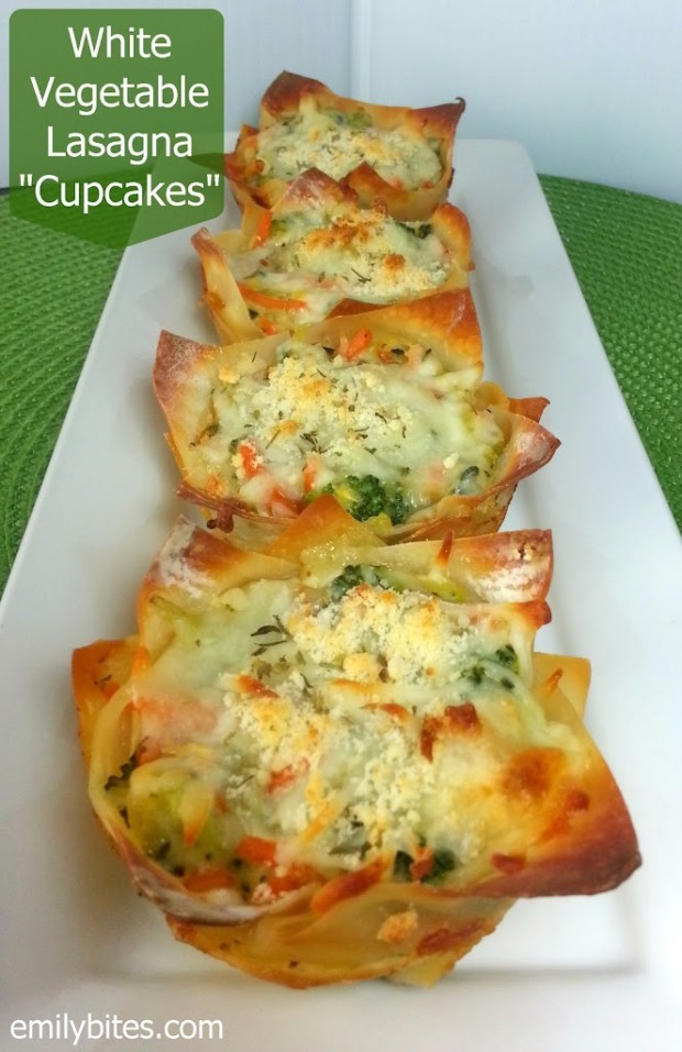 White Vegetable Lasagna Cups