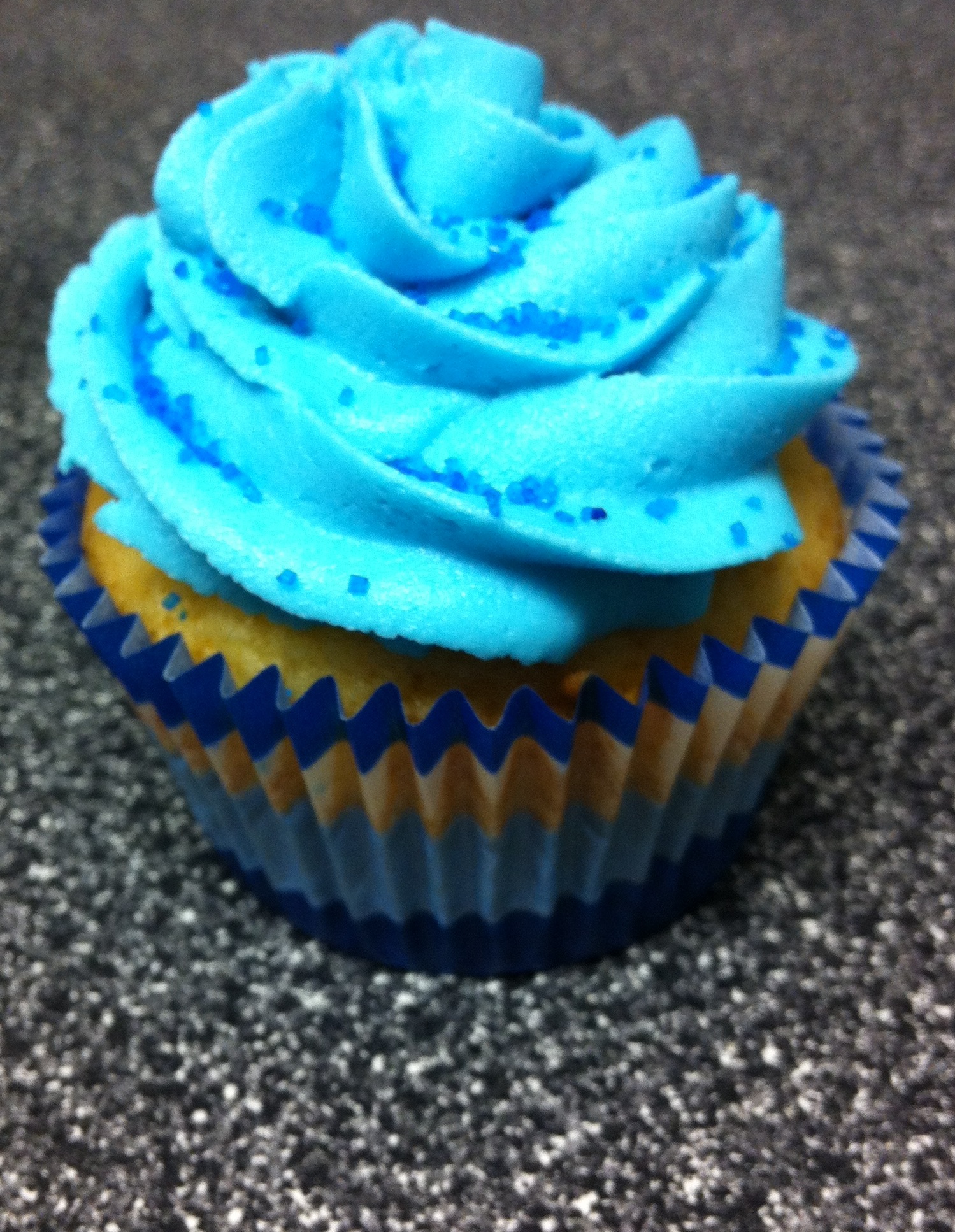 White with Blue Frosting Cupcakes