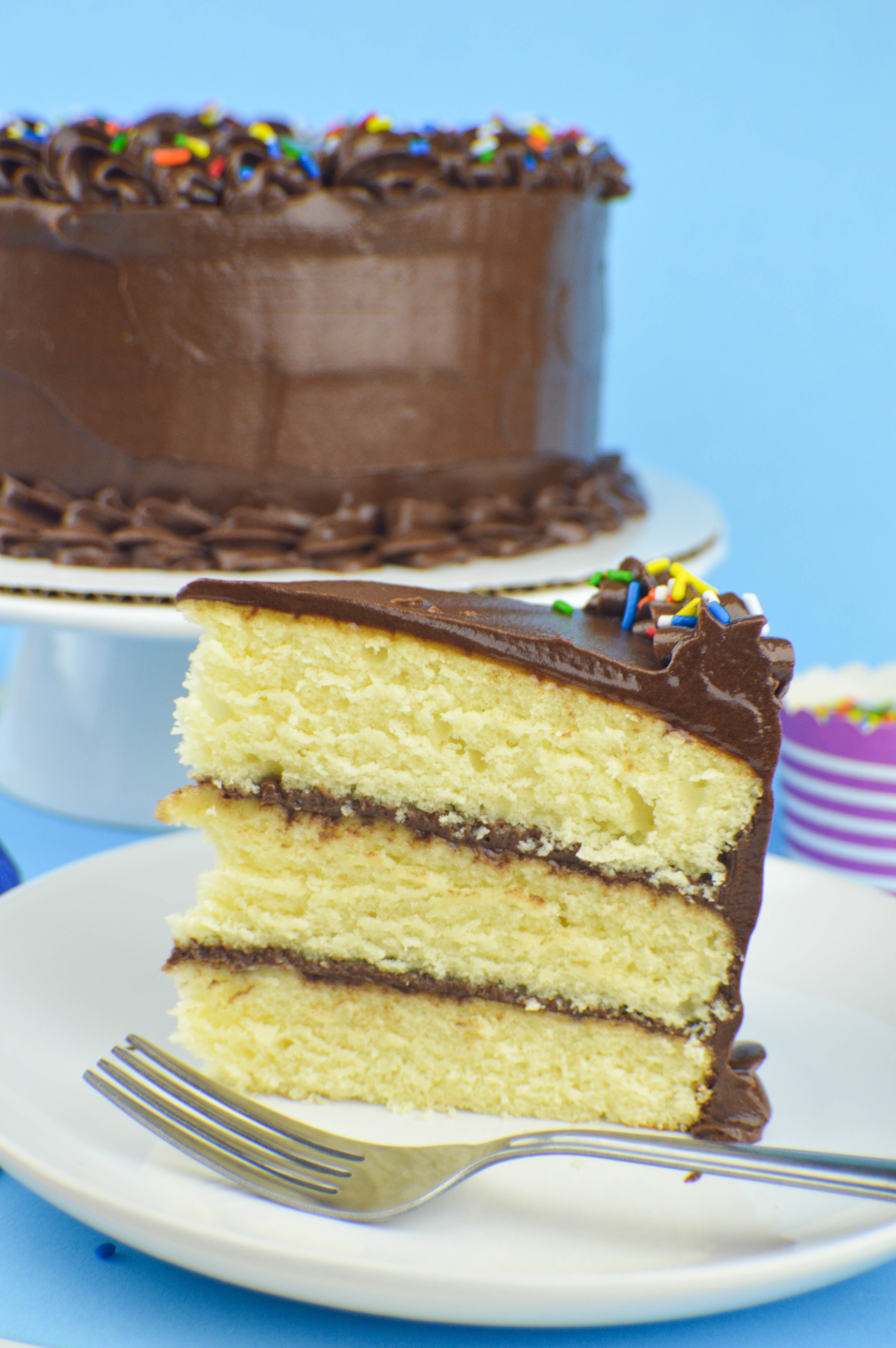 Yellow Cake with Chocolate Frosting