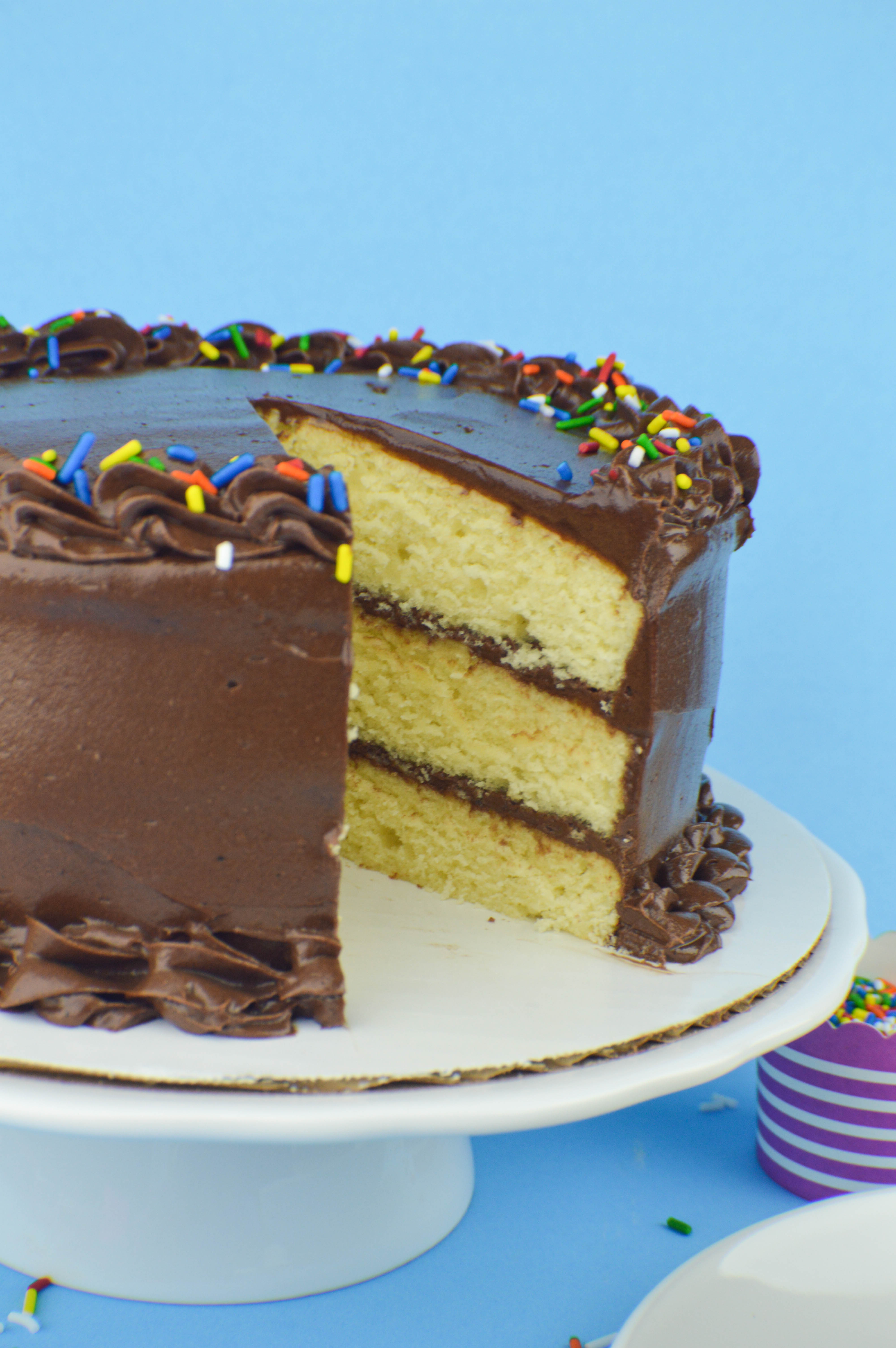 Yellow Cake with Chocolate Frosting