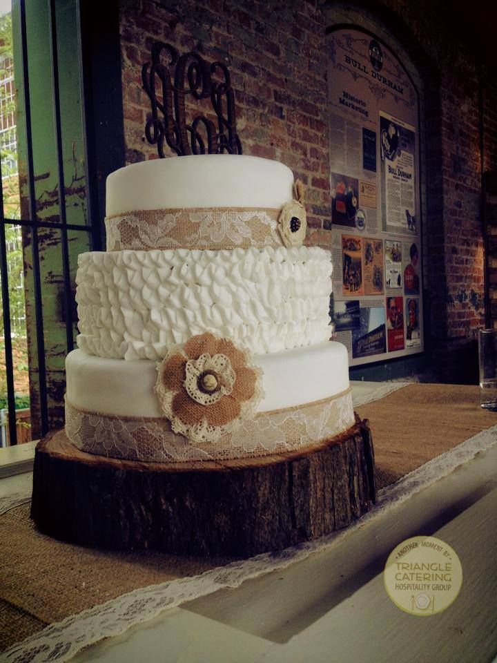 3 Tier Wedding Cake with Burlap