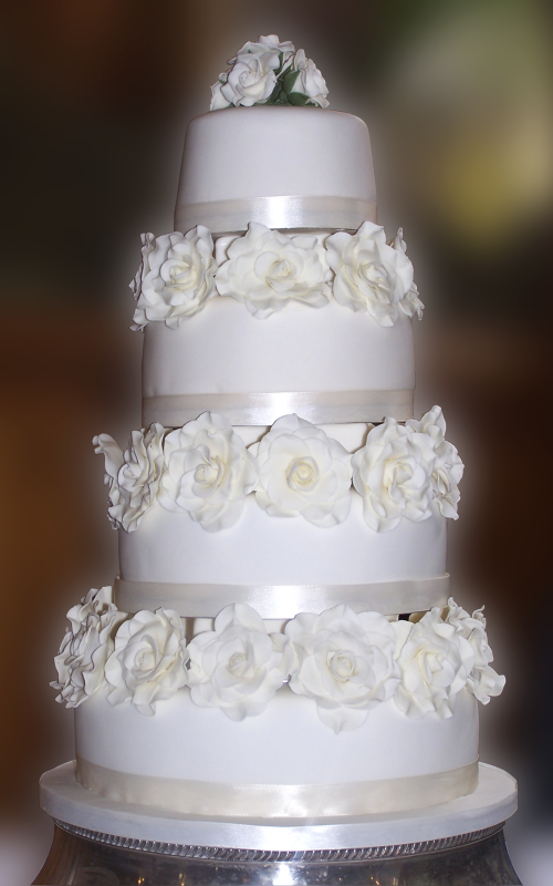 4 Tier Wedding Cake with Roses