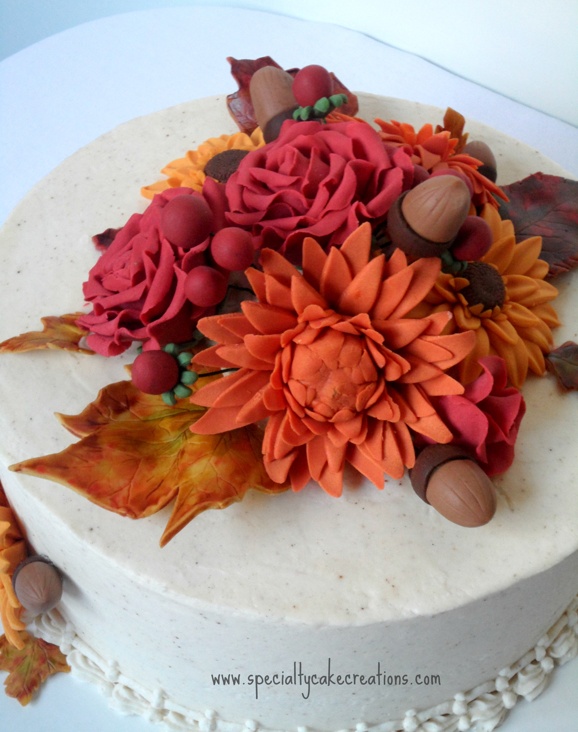 Anniversary Cake Fall Flowers