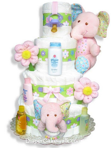 Baby Girl Elephant Diaper Cake Baby Girl Elephant Diaper Cake