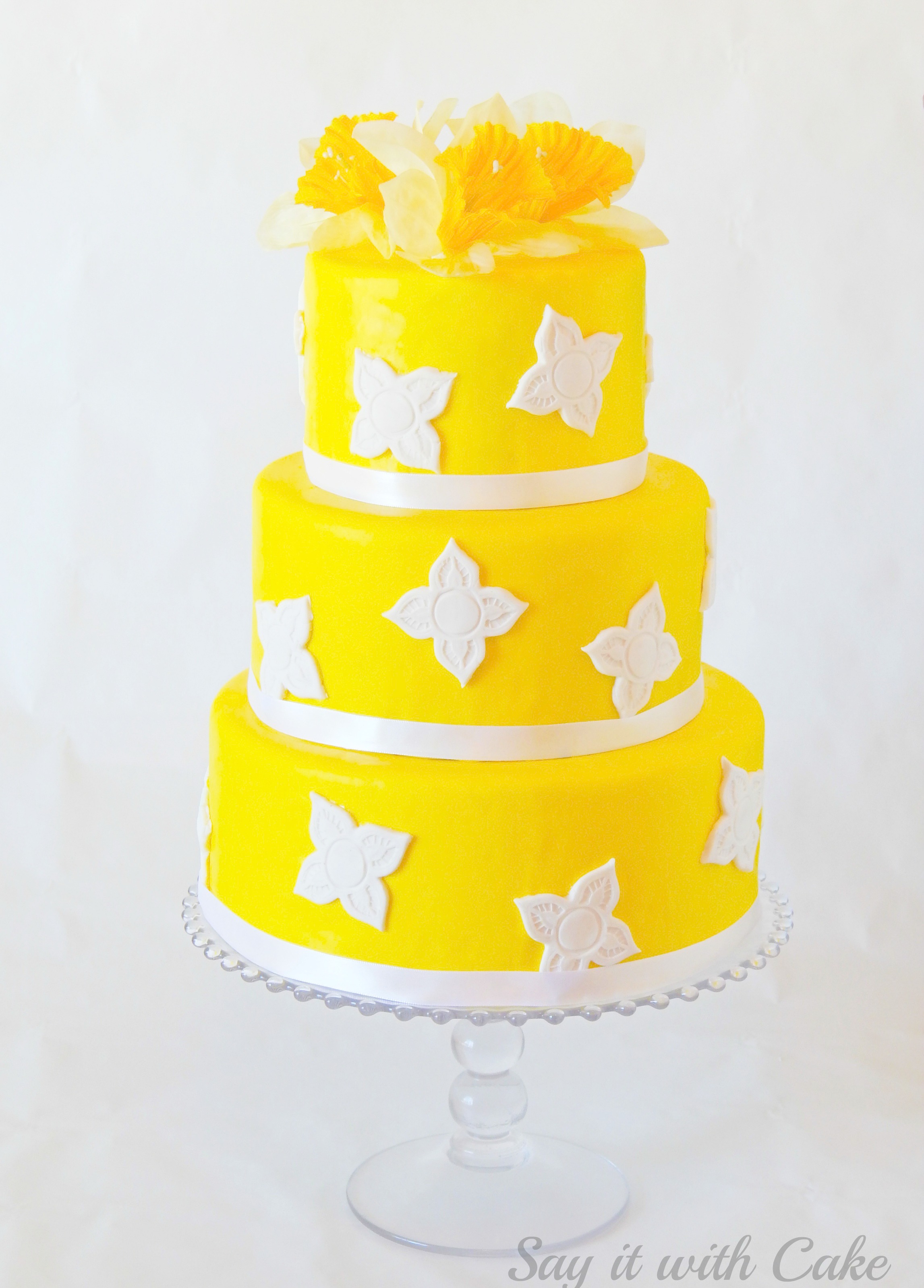 Birthday Cake with Yellow Flowers