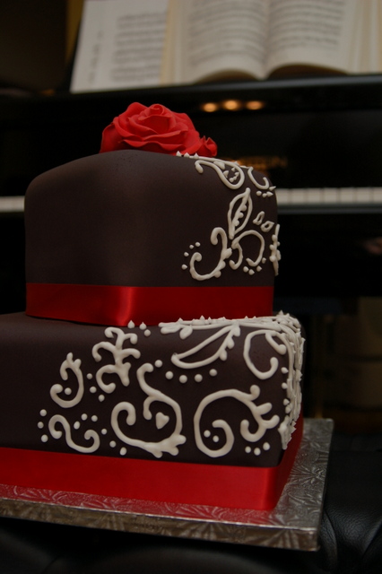 Black White Red Birthday Cake