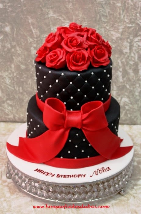 Black with Red Roses Cake