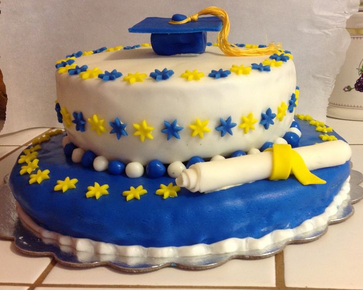 Blue and Yellow Graduation Cake Blue and Yellow Graduation Cake