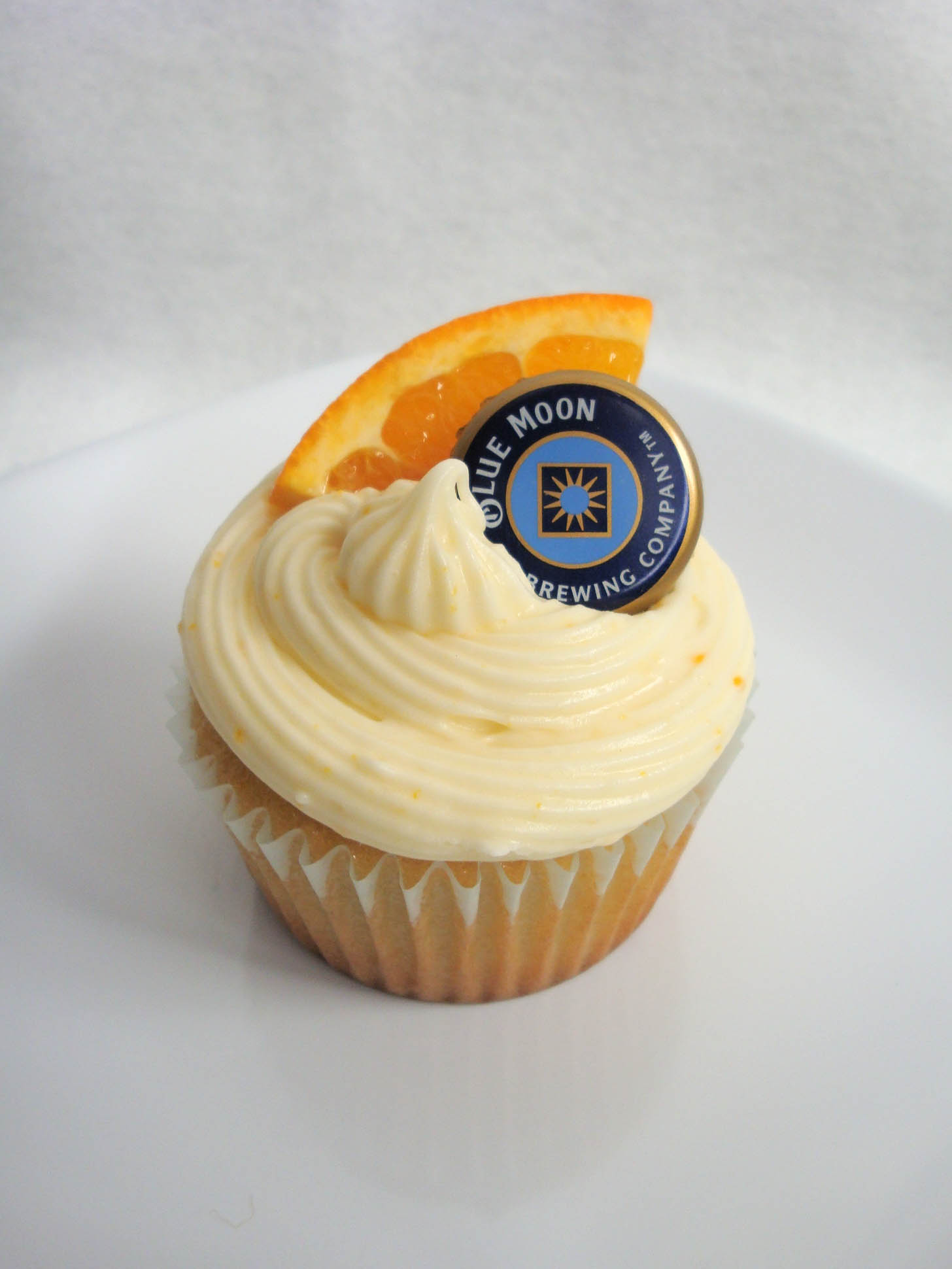 Blue Moon with Orange Frosting Cupcakes