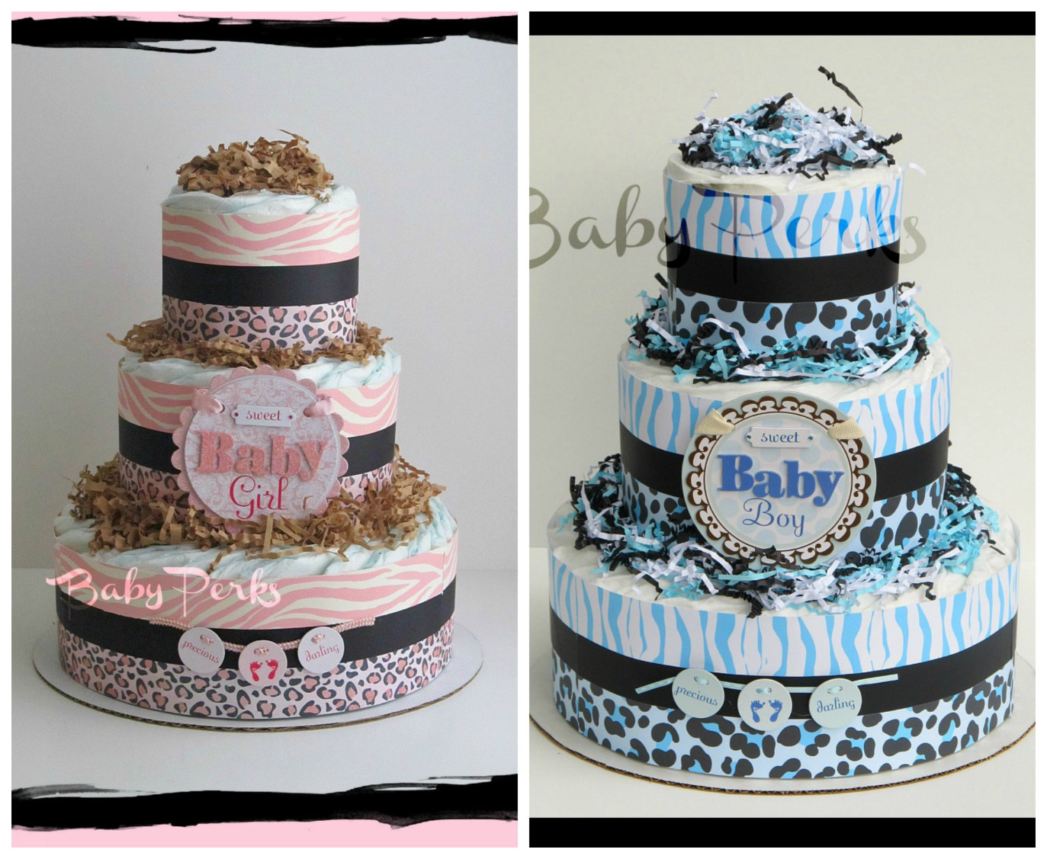 Blue Safari Baby Shower Diaper Cake Blue Safari Baby Shower Diaper Cake