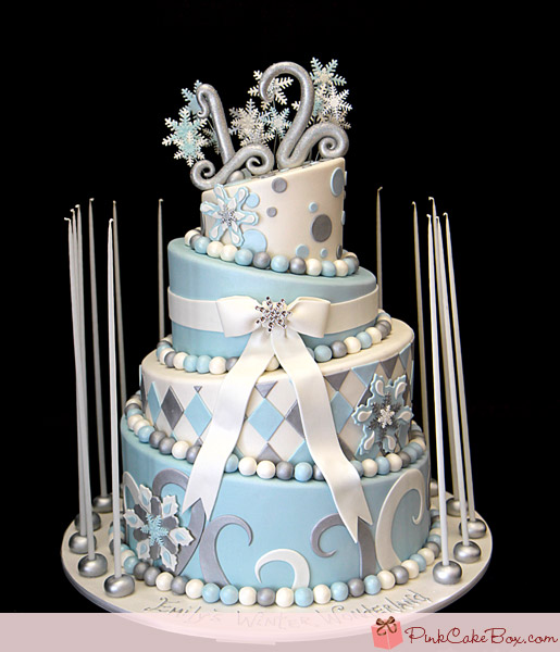 Blue Winter Wonderland Sweet Sixteen Cakes