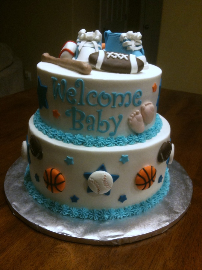 Boy Sports Theme Baby Shower Cake Boy Sports Theme Baby Shower Cake