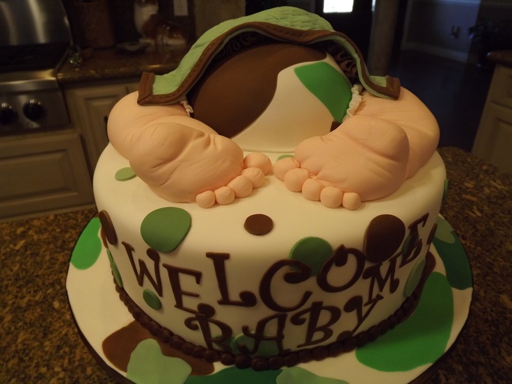 Camo Baby Shower Cake