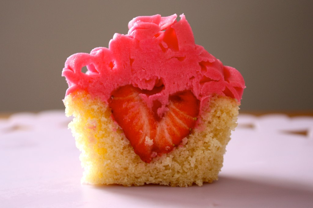 Cupcake with Strawberry Inside