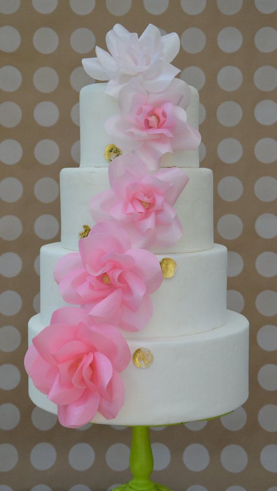 Edible Wafer Paper Flower Wedding Cake