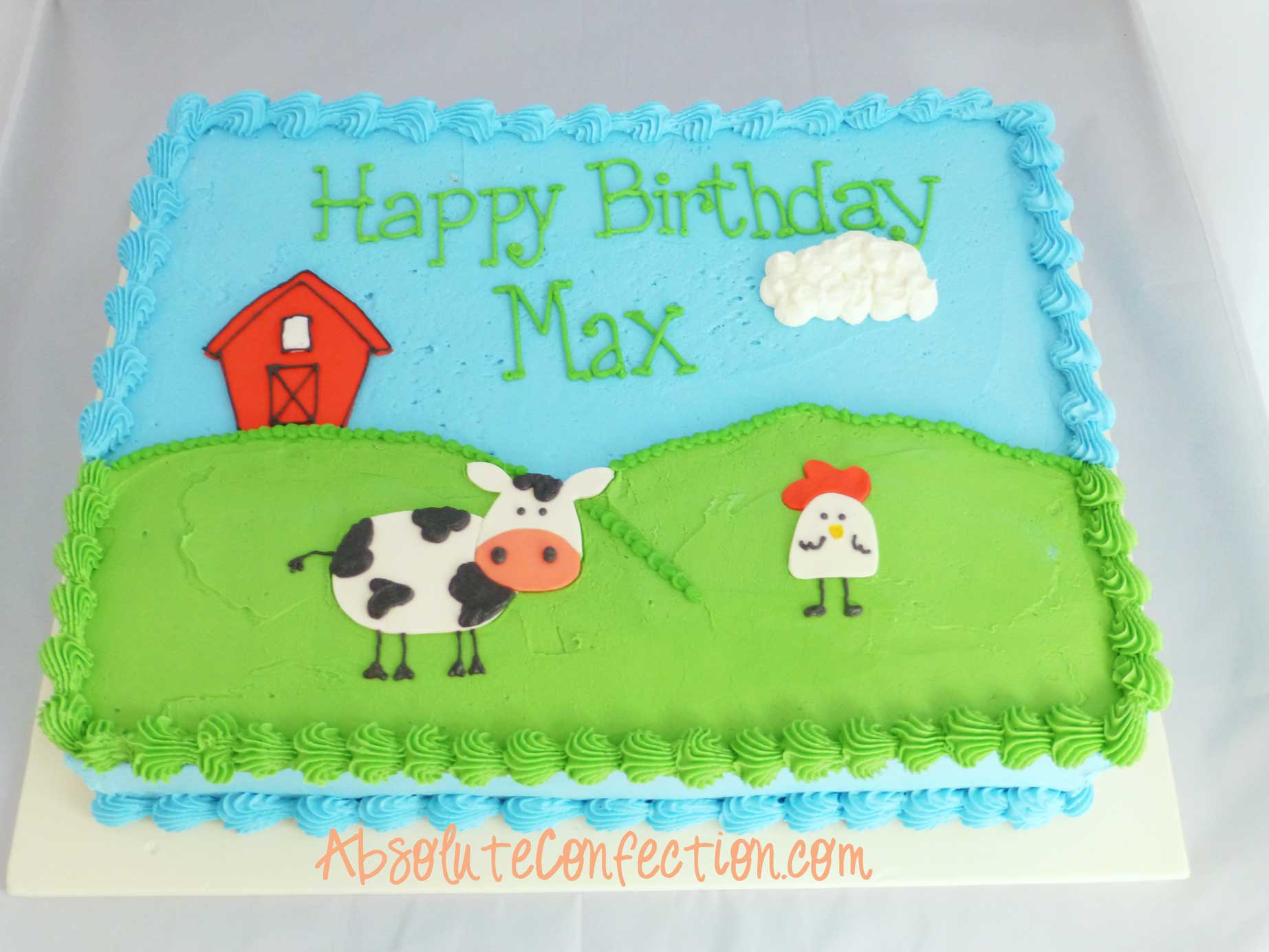 Farm Animal Birthday Sheet Cakes