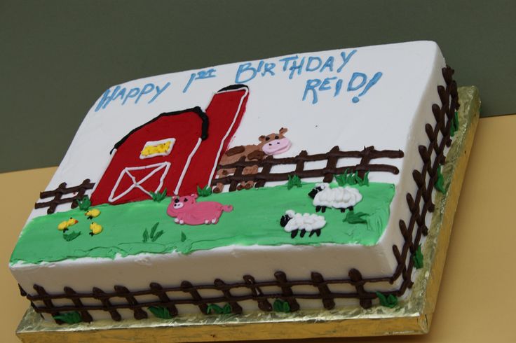 Farm Animal Birthday Sheet Cakes