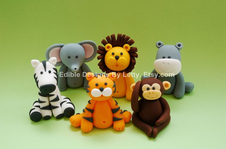 Fondant Jungle Animal Cake Toppers