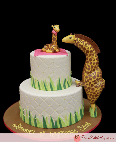 Girl Giraffe Themed Baby Shower Cakes