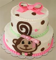 Girl Monkey Theme Baby Shower Cake Girl Monkey Theme Baby Shower Cake