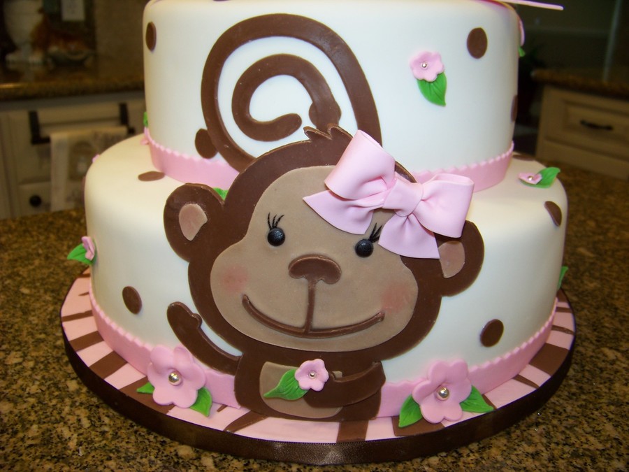Girl Monkey Theme Baby Shower Cake Girl Monkey Theme Baby Shower Cake