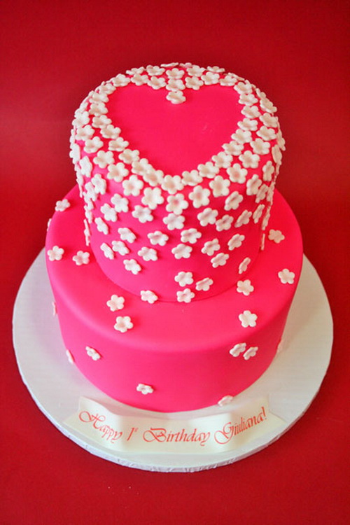 Girls Heart Birthday Cake