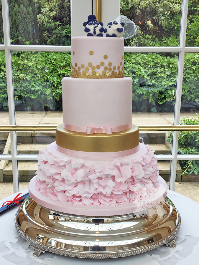 Gold and Blush Pink Wedding Cake