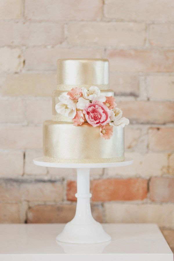 Gold and Blush Wedding Cake