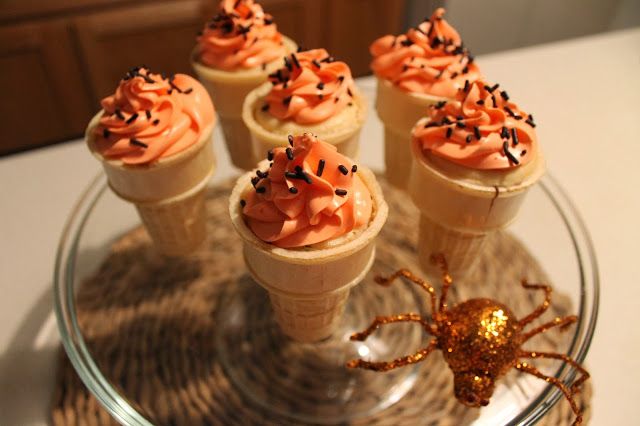 Halloween Cupcakes with Ice Cream Cones