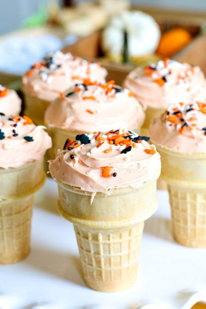 Halloween Cupcakes with Ice Cream Cones