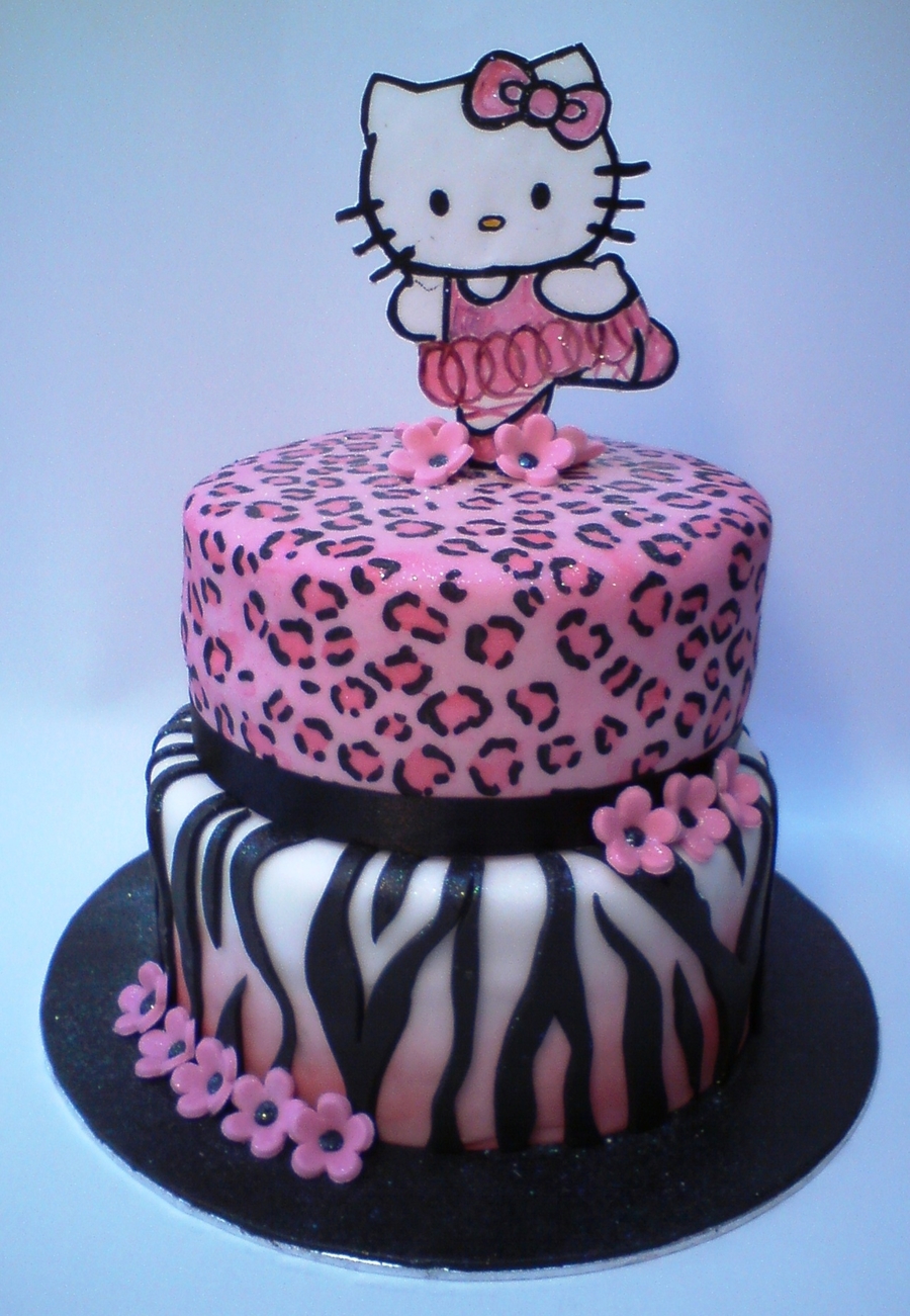 Hello Kitty Zebra Print Birthday Cake