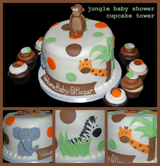 Jungle Theme Baby Shower Cake and Cupcakes Jungle Theme Baby Shower Cake and Cupcakes