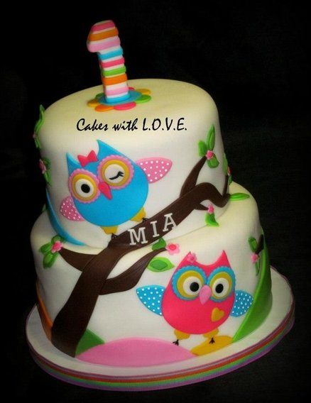 Kids Owl Birthday Cake