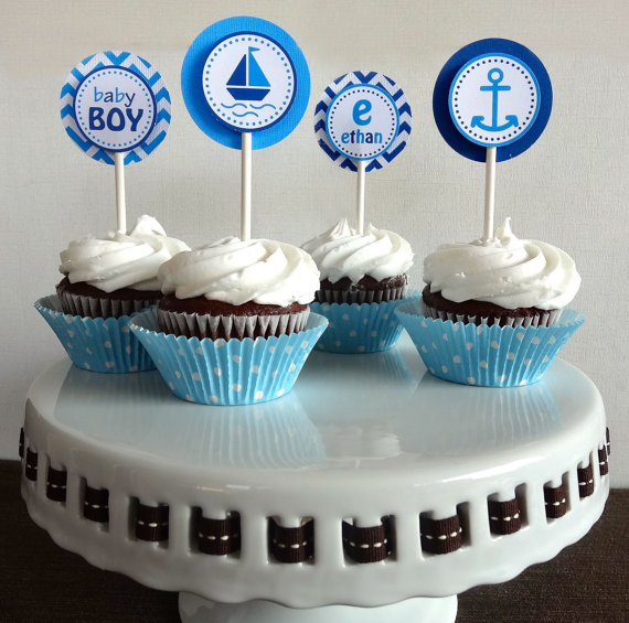 Nautical Baby Shower Cupcake Toppers Nautical Baby Shower Cupcake Toppers