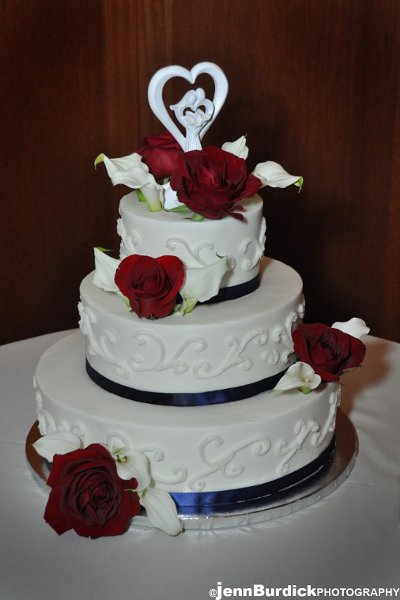 Navy Blue and Burgundy Wedding Cake