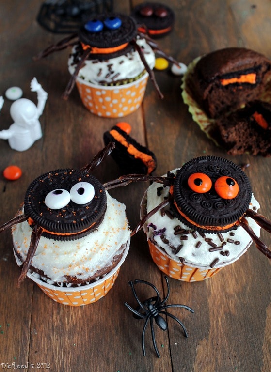 Oreo Cookie Spider Halloween Cupcake