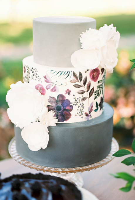 Painted Floral Wedding Cake