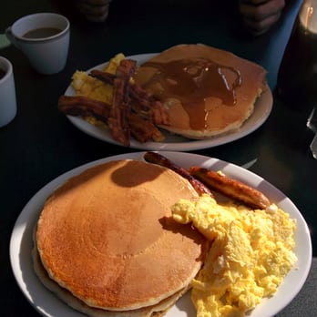 Pancake Eggs and Sausage Plate