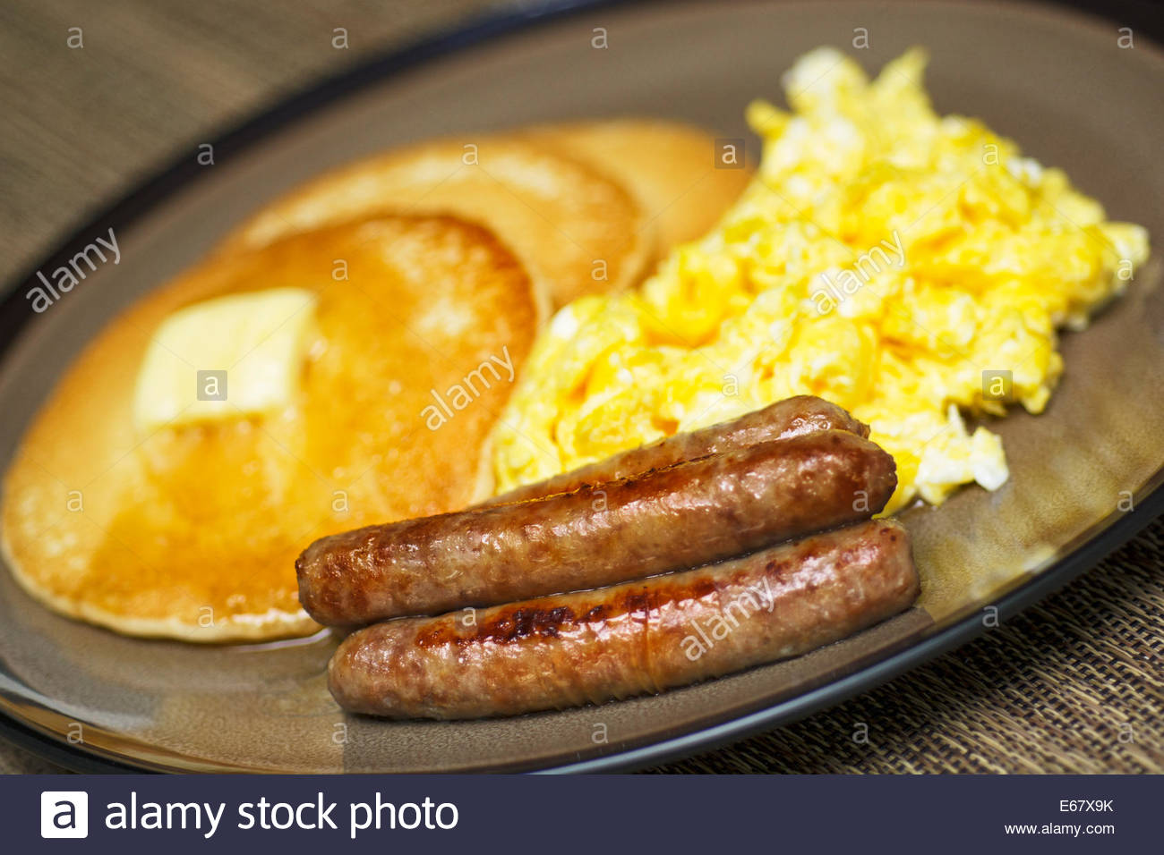 Pancake Sausage and Eggs Breakfast