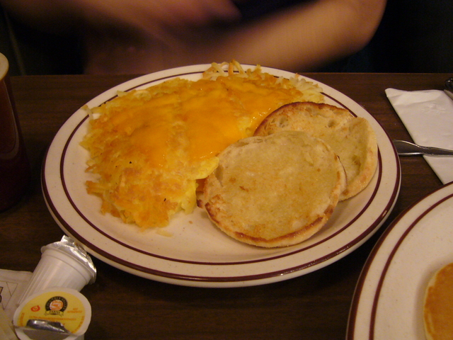 Pancakes and Sausage Hash Browns