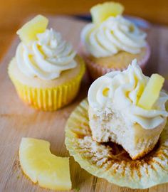 Pineapple Cupcakes with Greek Yogurt