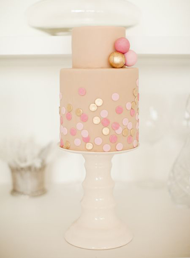 Pink and Gold Wedding Cake