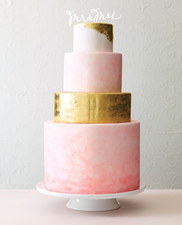 Pink and Gold Wedding Cake