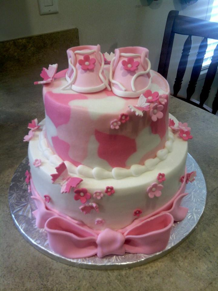 Pink Camo Baby Shower Cake