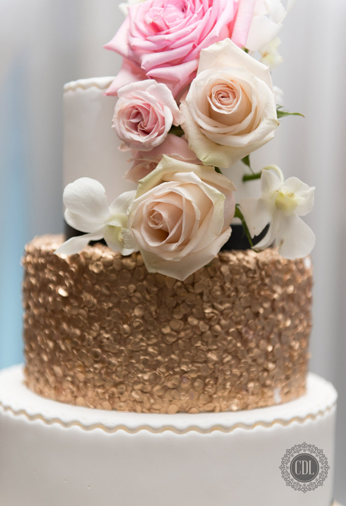 Pink in Black and Gold Tiered Cake